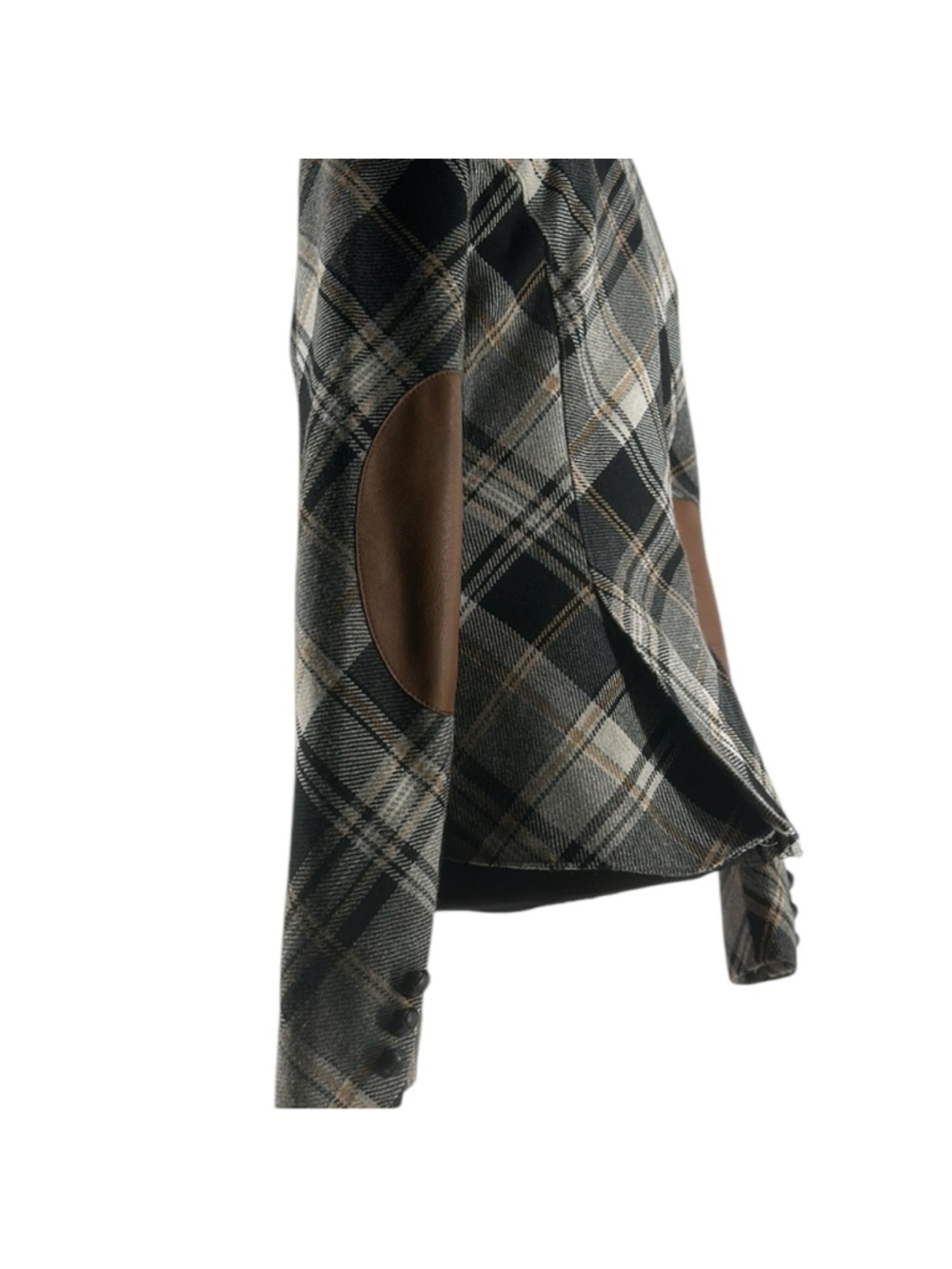 ABS by Allen Schwartz Plaid blazer elbow patches Notch Lapel Single Buttons sz 2 - Picture 8 of 11